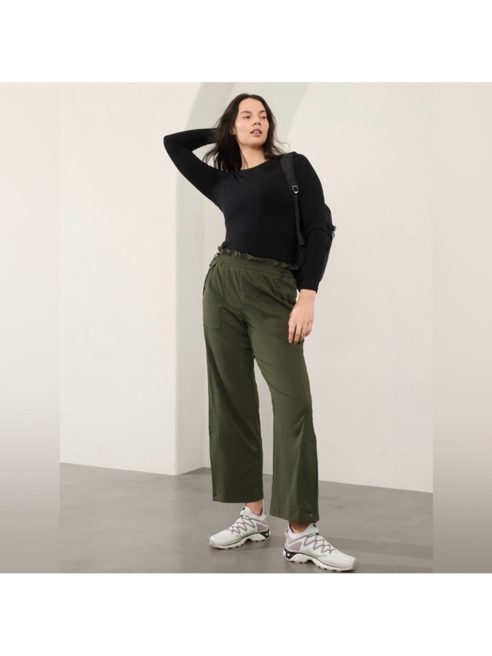 Women’s Olive Green Athleta Trekkie Wide-Leg Utility Pants